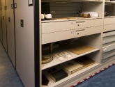 powered mobile shelving with drawers