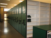 athletic storage on mobile shelving