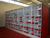 football mobile shelving storage for locker room equipment