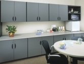 Modular Millwork Cabinets for Breakroom Storage and Cabinetry