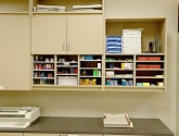 Modular Millwork Cabinets Attach Right to the Wall in a mail center