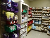 Color Coded Plastic Bin Storage System Supply Shelving